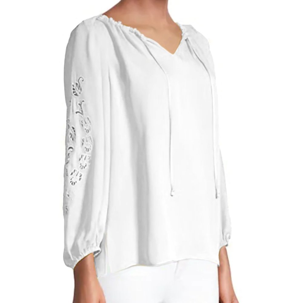 NEW Kobi Halperin Women Paulina Silk Embroidered Cut Out Floral Dress Blouse - Picture 2 of 6